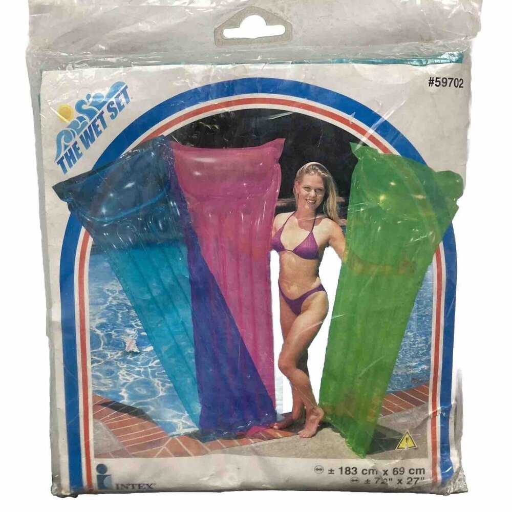 The Wet Set Intex Vintage 2000 Blue Pool Float Inflatable Air Mat Transparent